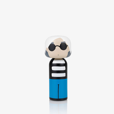 Sketch Inc. for Lucie Kaas modern wooden kokeshi doll as Andy Warhol