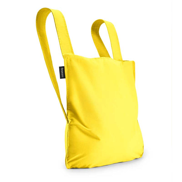 Notabag Yellow 2 in one tote bag and backpack shown as backpack