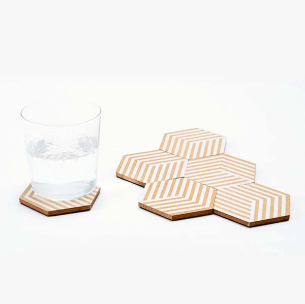 Areaaware Optic Coasters with white geometric pattern